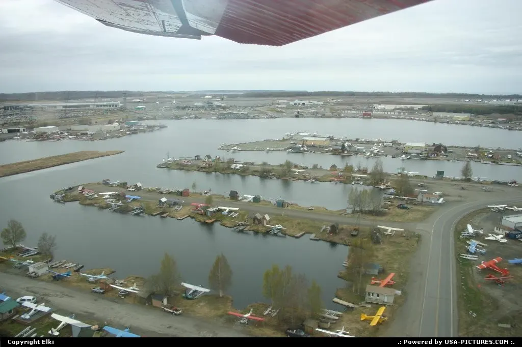 Lake Hood, close to the International Airport. Seaplane base in Anchorage
