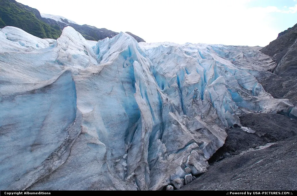 Exploring the magnificent Exit Glacier pouring down from the Harding Icefields.