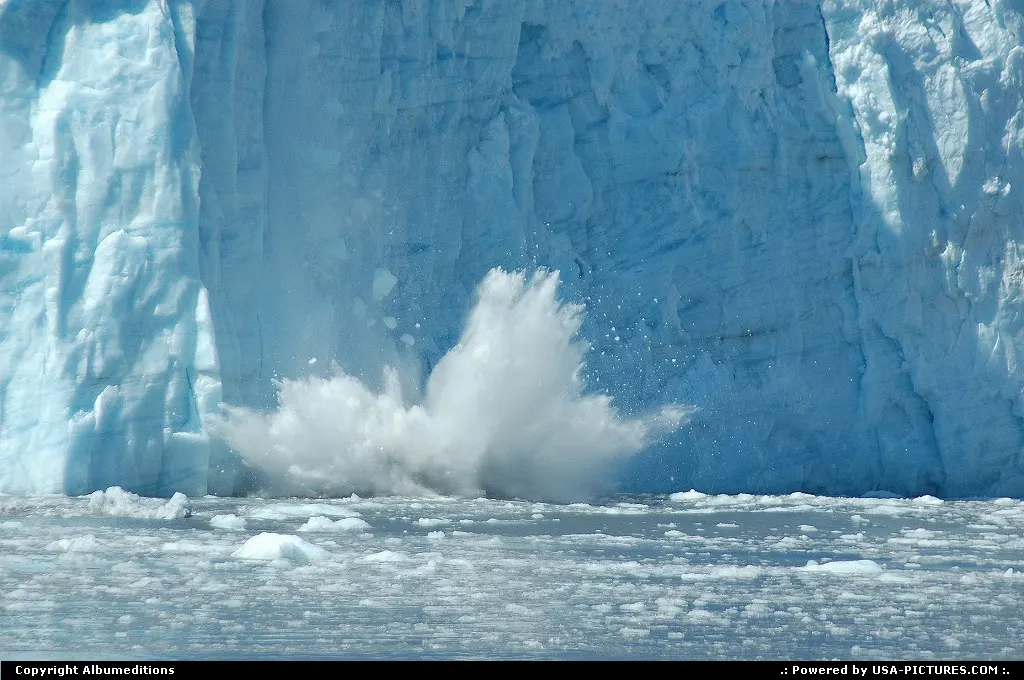 Tidewater glaciers such as Aialik Glacier (Kenai Fjords NP)regularly calve icebergs int...