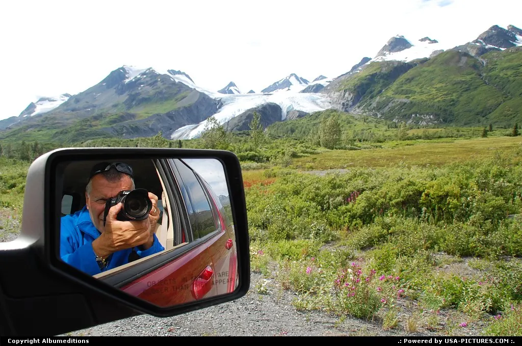 The Worthington Glacier flows steeply down the peak of the Girls Mountain in fingers th...