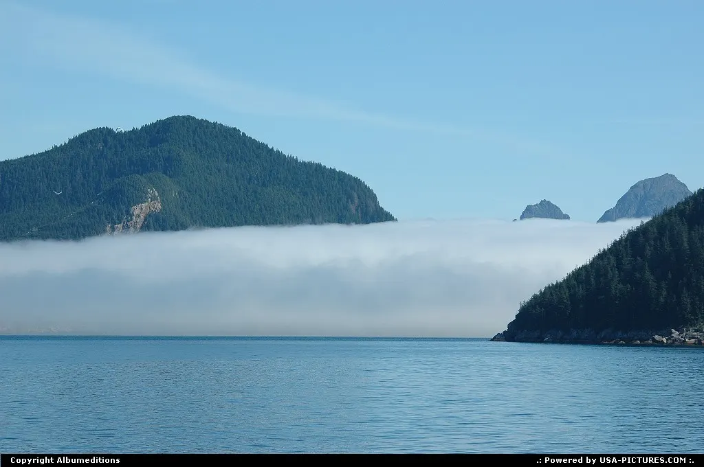 Clouds hanging in Resurrection Bay, Kenai Fjords NP, Alaska.