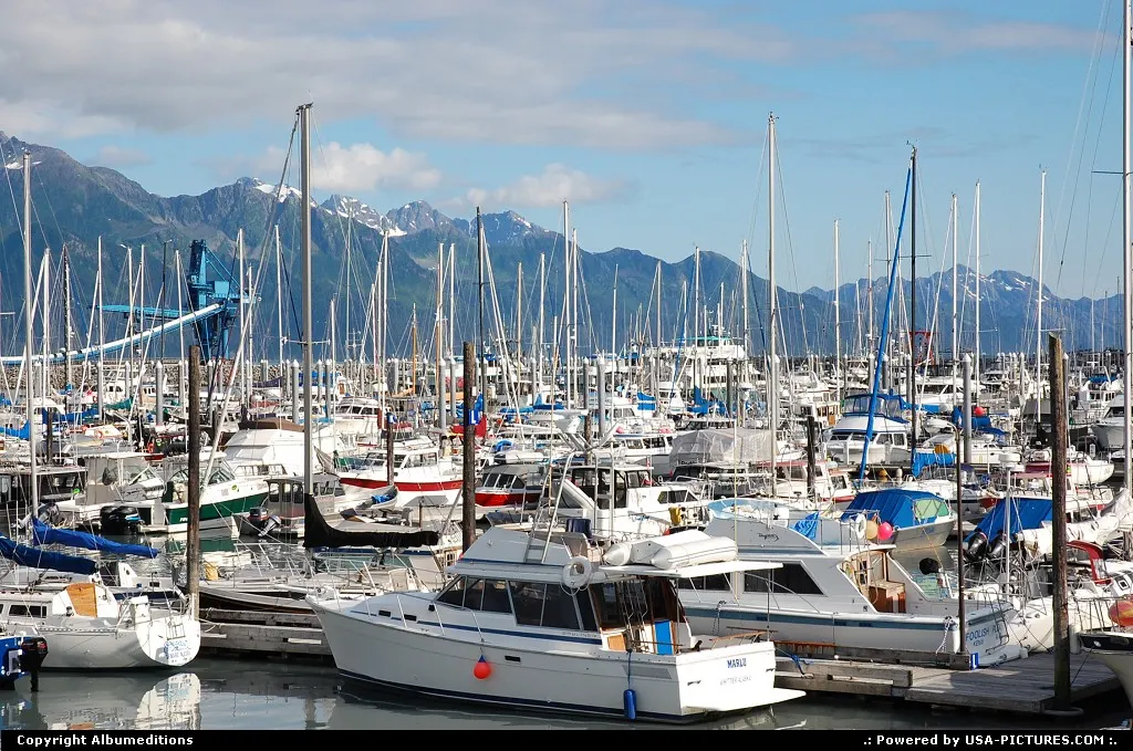 Fishing boats and charter vessels at the marina in Seward (Kenai Peninsula).