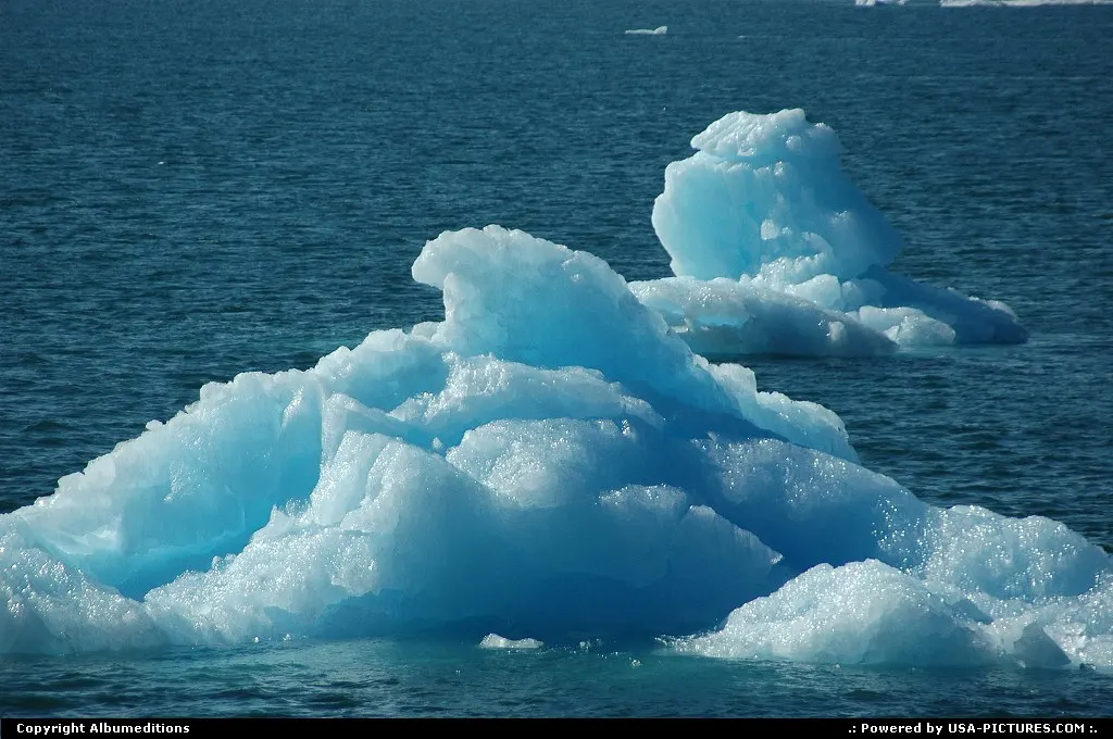 Ice floes in the bay near Columbia Glacier, Prince William Sound, Alaska.