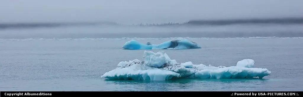 Icebergs in the chilly waters of the Prince William Sound at the foot of the Columbia G...