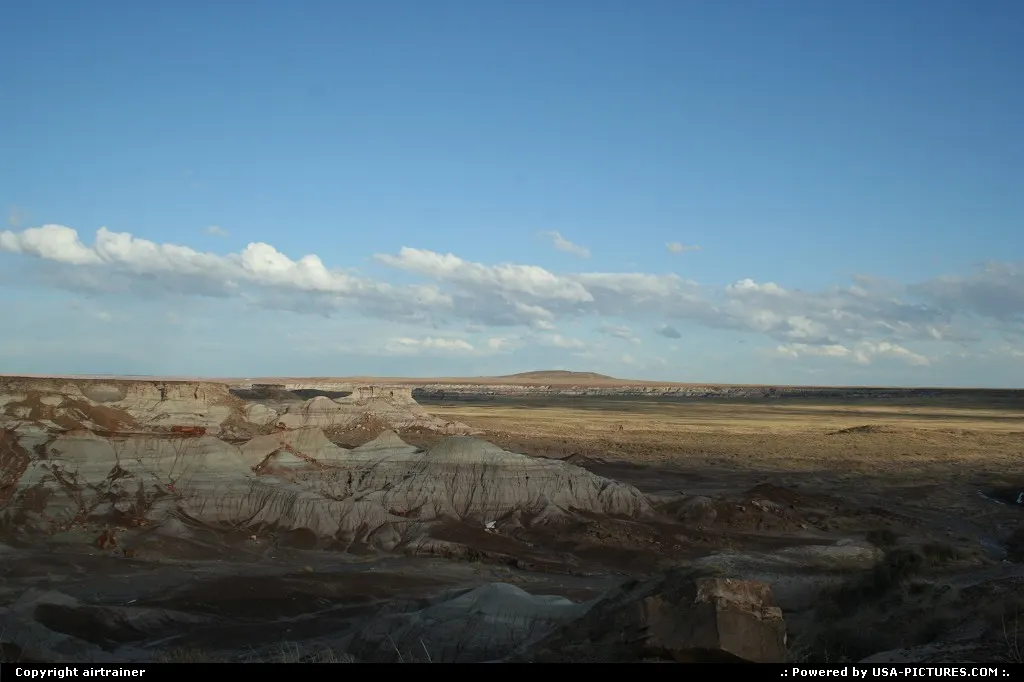 end of the day over Petrified Forest, approaching the Painted Desert at the north of th...