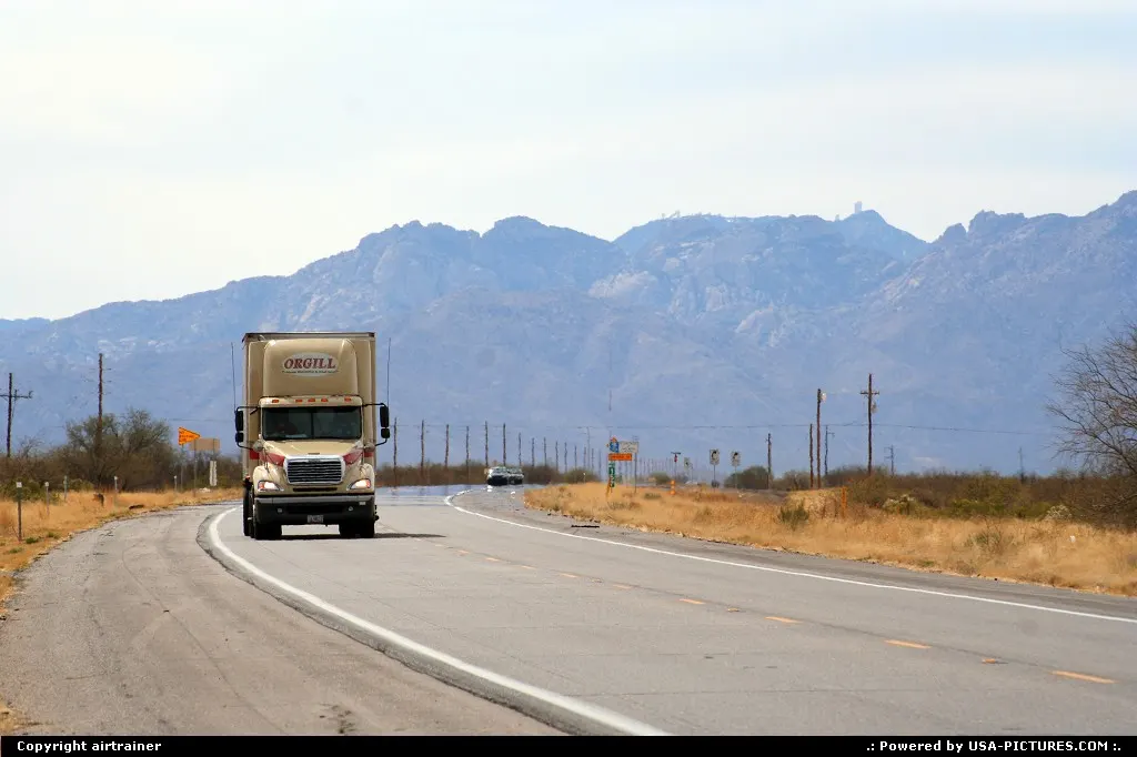 truck on the road, near Tucson.