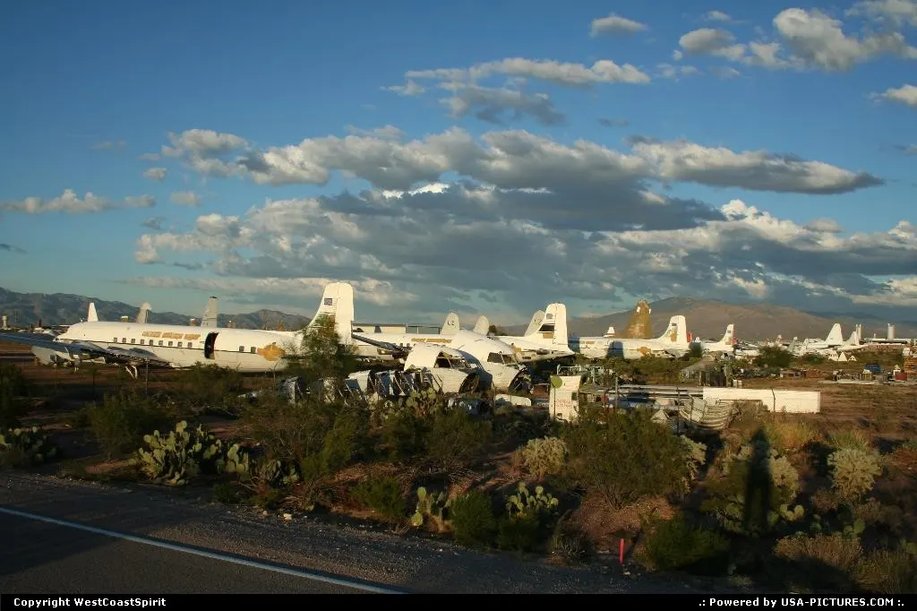 Various retired military aircraft now setting raw in the desert.