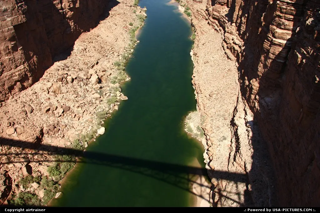 Overview of Marble Canyon and the Colorado from Navajo Bridge.