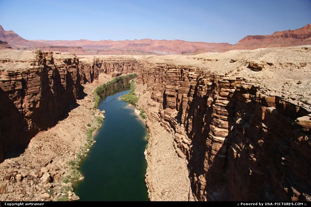 Overview of Marble Canyon and the Colorado from Navajo Bridge.