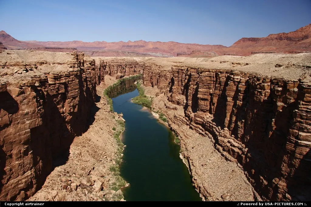 Marble Canyon and the quiet Colorado river, from the Navajo Bridge.