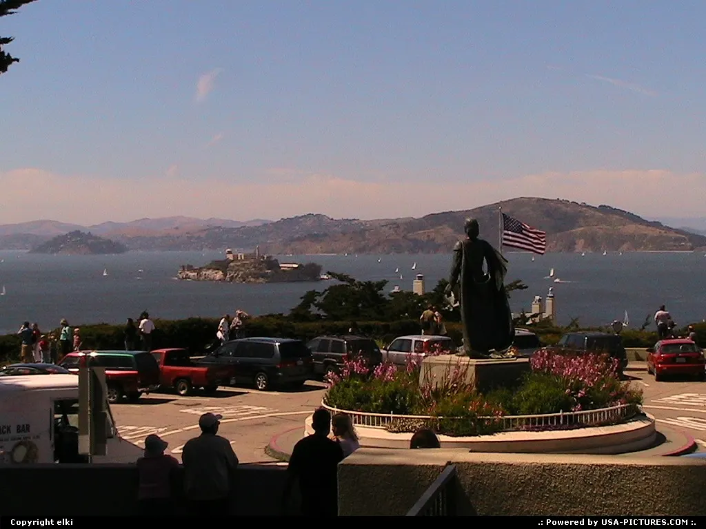 Alcatraz away, from the top of the coit tower hill