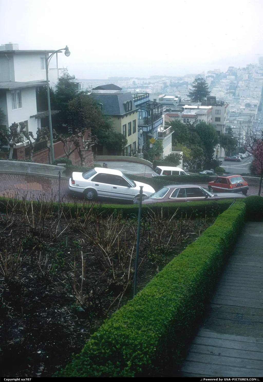 Lombard Street not yet blanketed by the fog