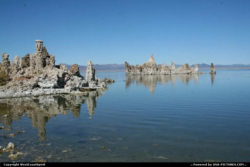 Formations in Mono Lake, California. The lake is at least 3 times salted than the sea
