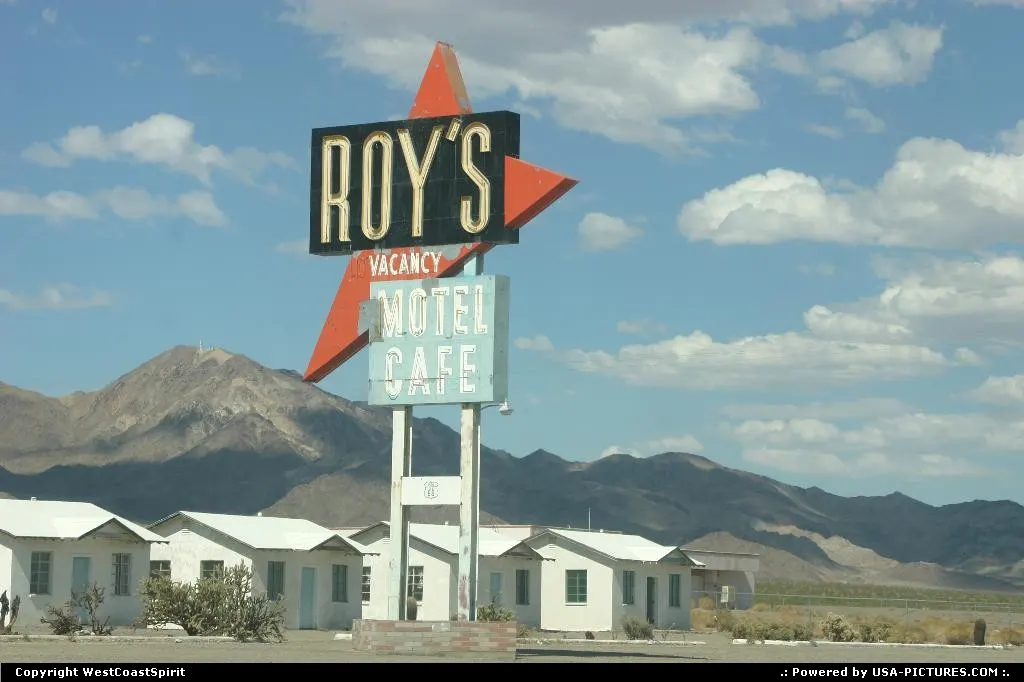 Roy's Motel and Cafe on Route 66. Still an icon of the Mother Road. Too late to enjoy a