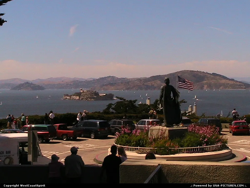 Alcatraz island/prison, seen here from the Coit Tower esplanade.