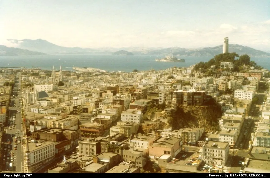 Coit Tower standing out from afar.