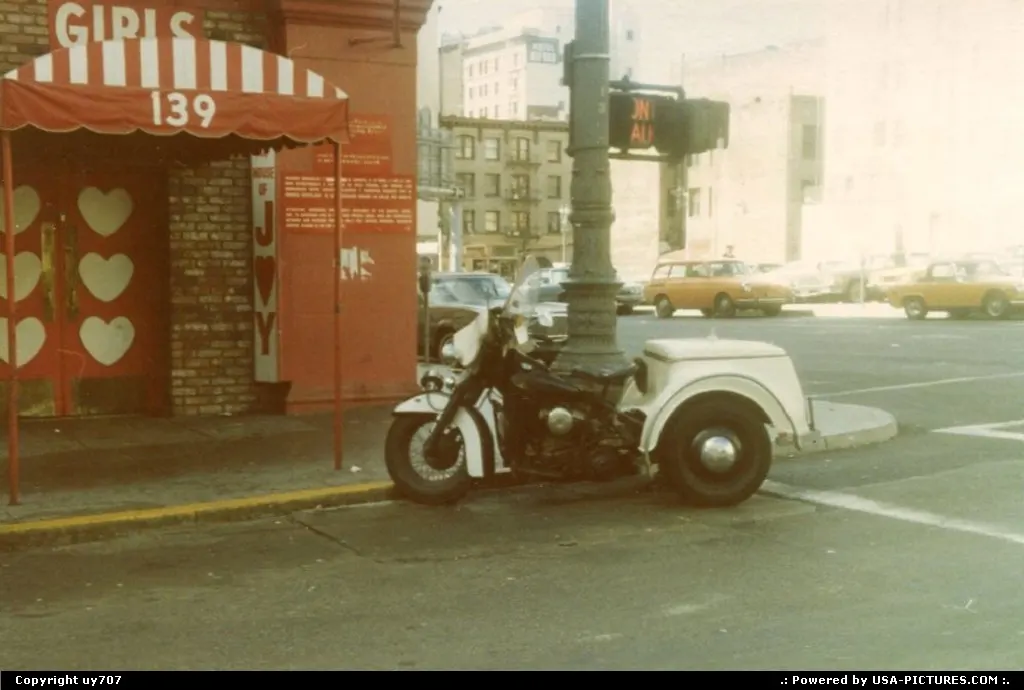 The traffic officer's mount parking in front of some porn parlor.