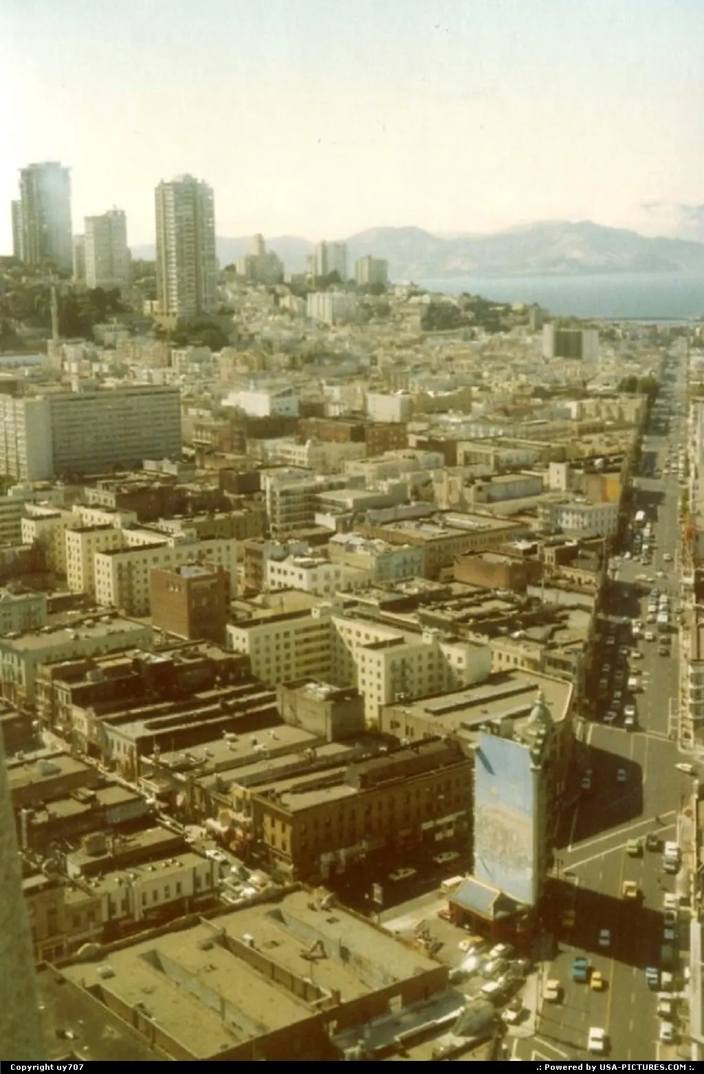 Columbus Avenue, Russian Hill, the Marina and the Bay from Tranamerica Tower's observat...