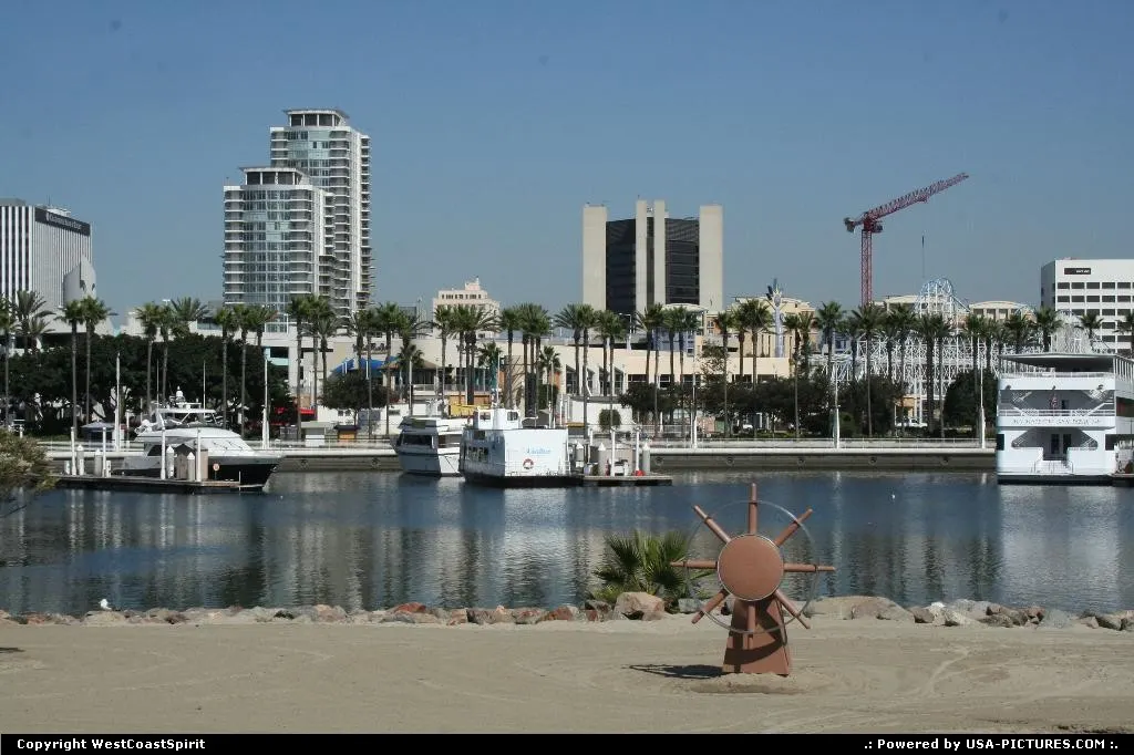 Rainbow Harbor under the sun in downtown Long Beach