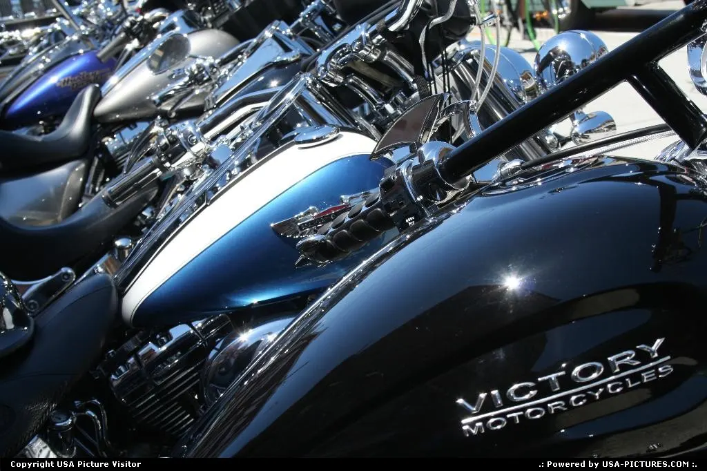 Motorcycles park in monterey