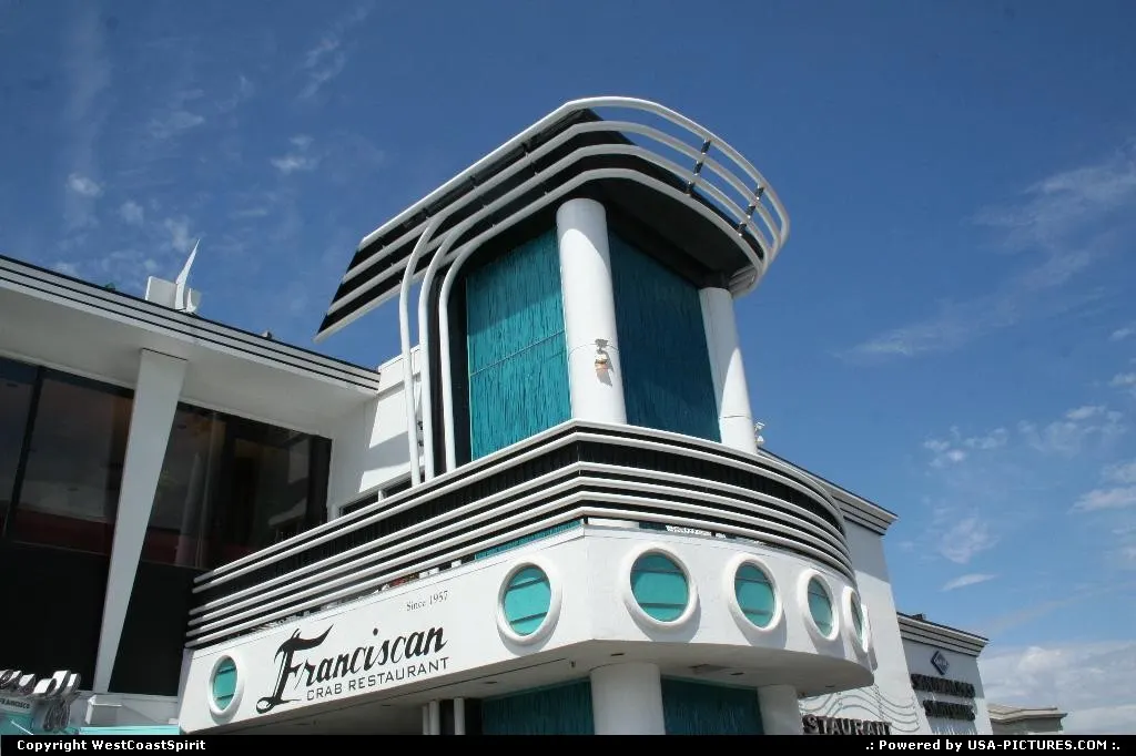 The boat shaped famous Franciscan restaurant on Pier 39, Fisherman's wharf, serving the...