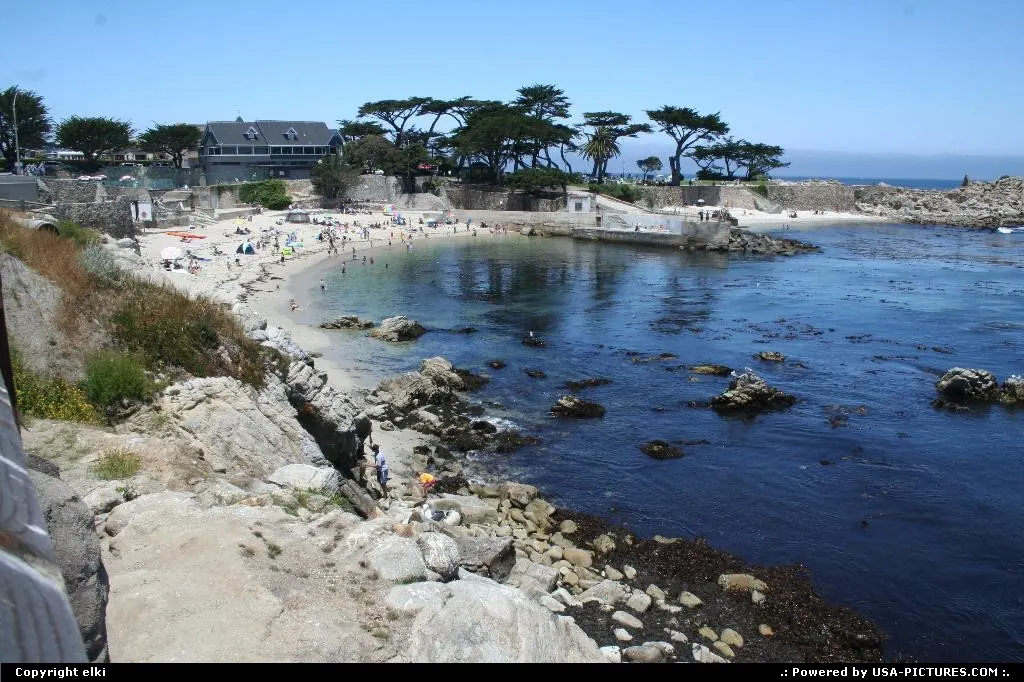 People enjoying beach at pacific grove