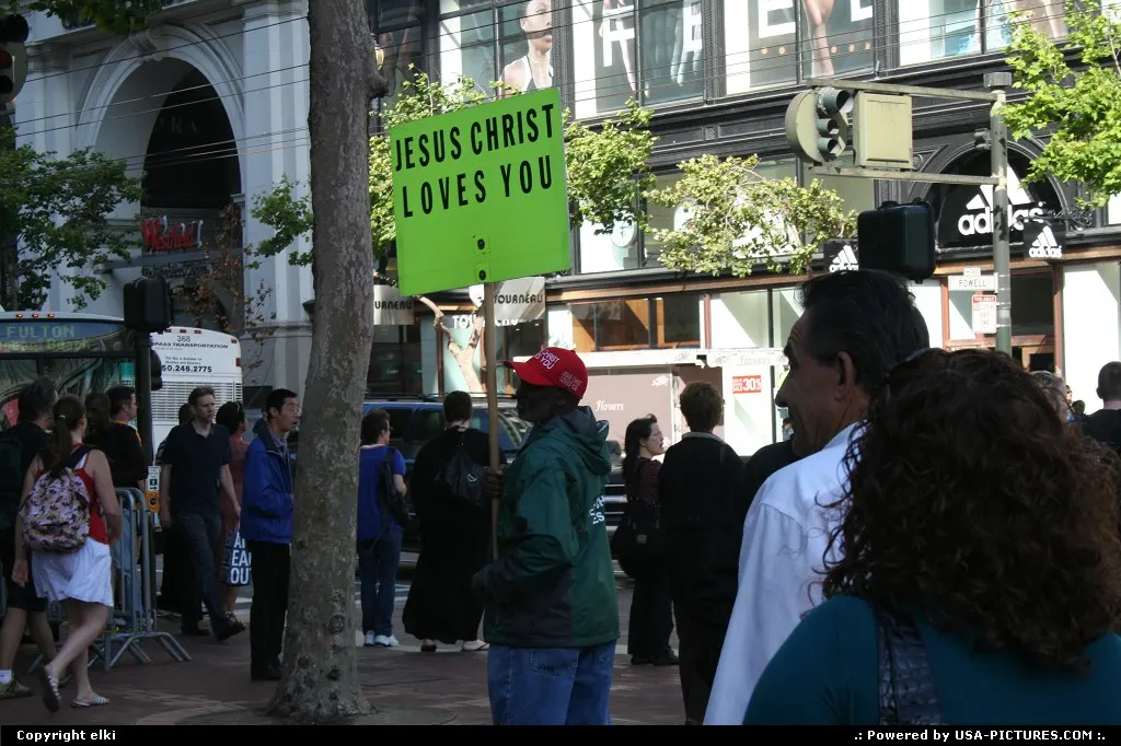 People often express their opinion in the street. Here in market street san francisco