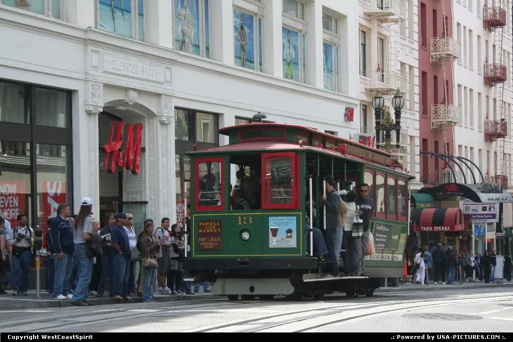 Powell Cable Car line, downtown San Francisco. Pictured here next to Market Street.