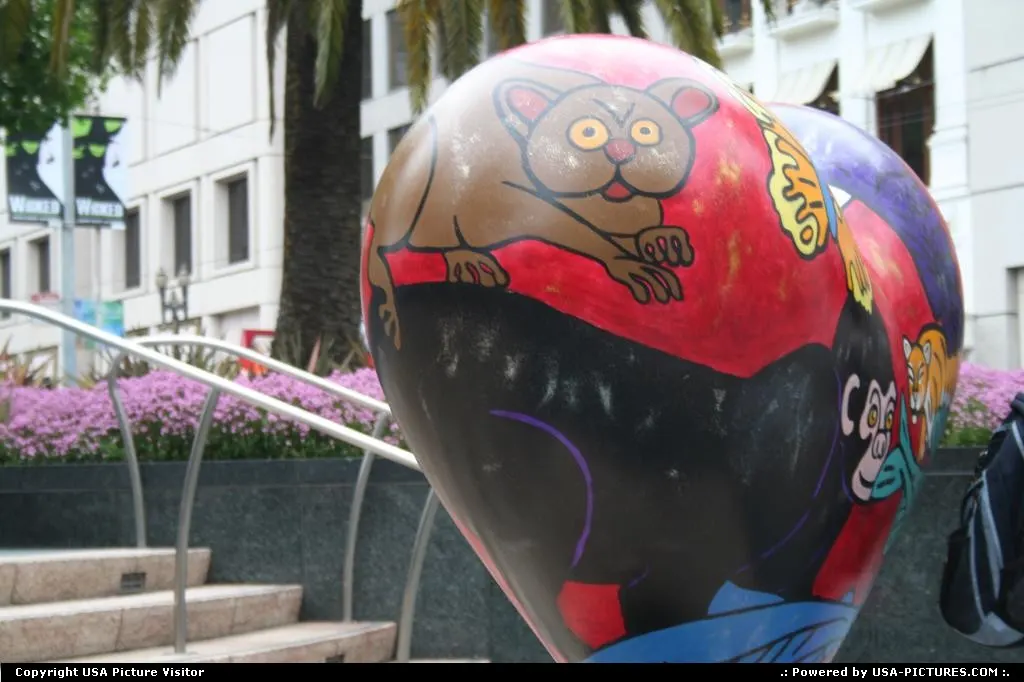One of the four hearts, each situated at angle at Union Square, downtown.