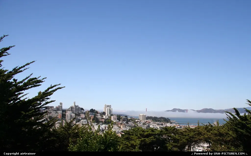 View from the Coit Tower, with the Golden Gate Bridge in the distance...