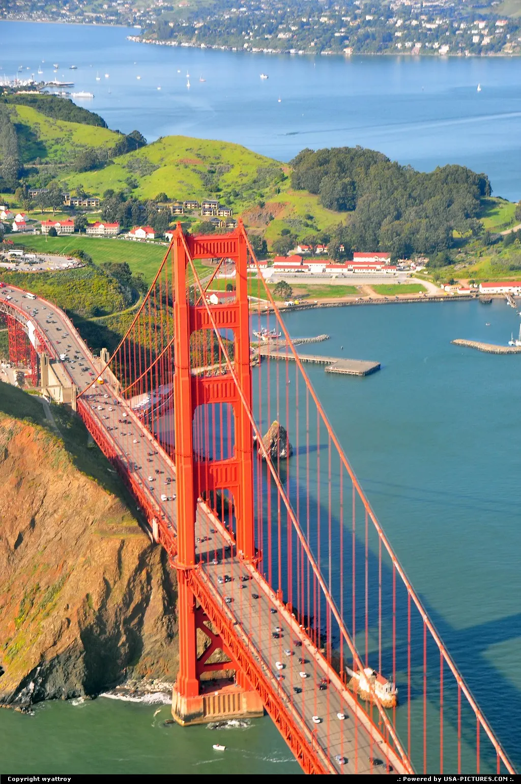 flying above golden gate.
