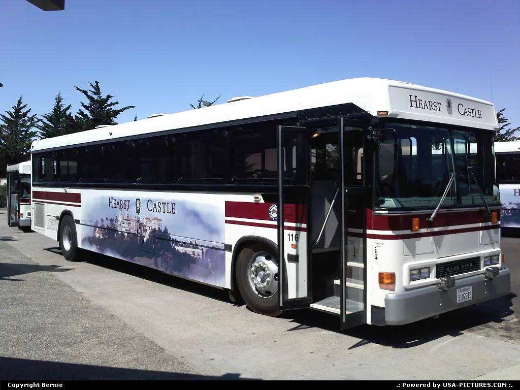 Board the bus that will bring you to Hearst Castle on the hill