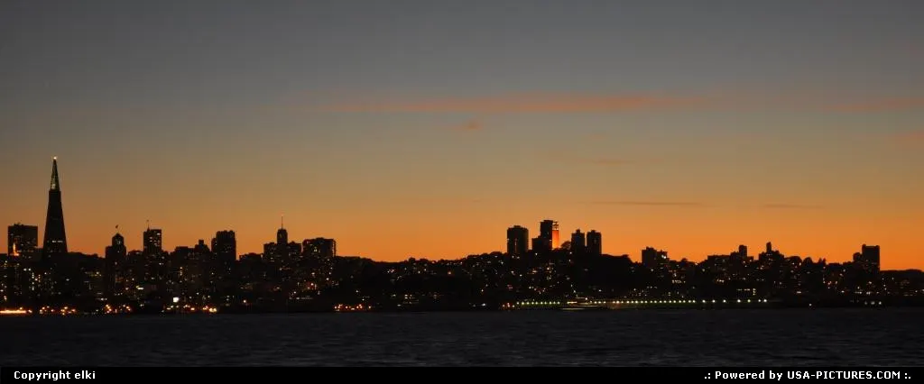 sunset over san francisco skyline