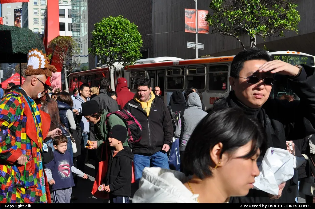 crowded street during black friday, san francisco