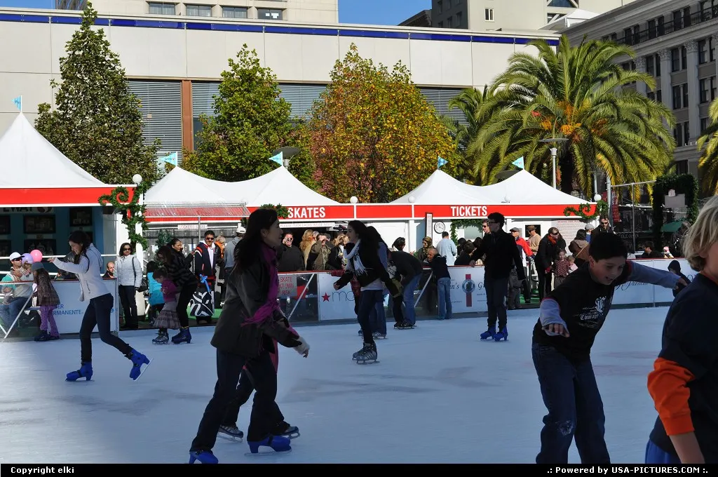 ice rink on union square during christmas time