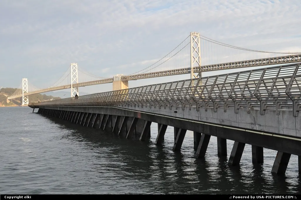 Pier 14 and oakland bridge on embarcadero