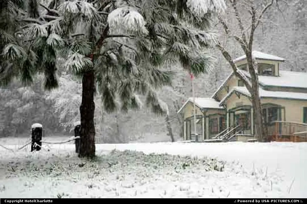 Yosemite Bank, formerly the old Groveland School House, in winter snow.