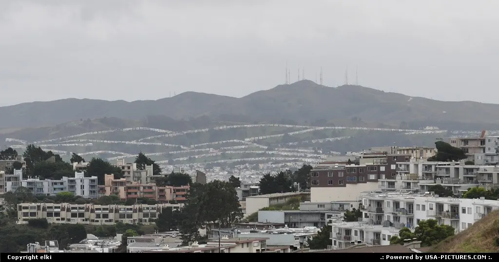south of san francisco, viewed from Twin Peaks. Line of houses overthere on the mountain.