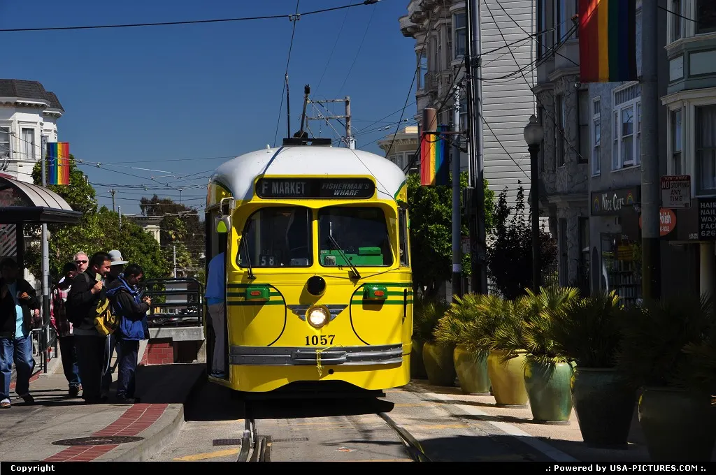 A streetcar awaiting its next trip here in the iconic Castro neighbourhodd, nested betw...
