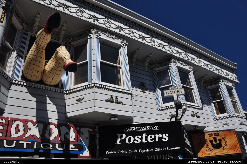 Famous legs poping out the windows above the piedmont boutique in the haight ashbury ne...