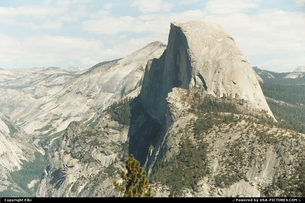Zoomed view of the Half Dome from Glacier Point