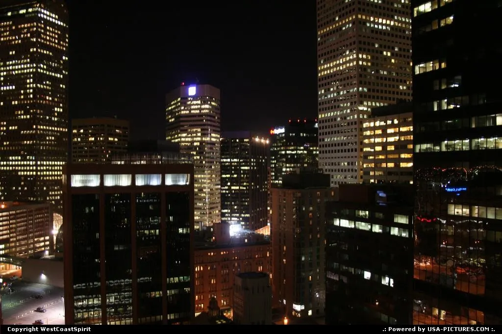 Denver's skyline by night