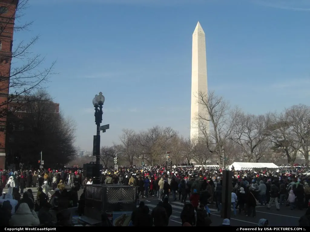 The massive crowd (2+ million), hours before inauguration, here seen from the George Wa...