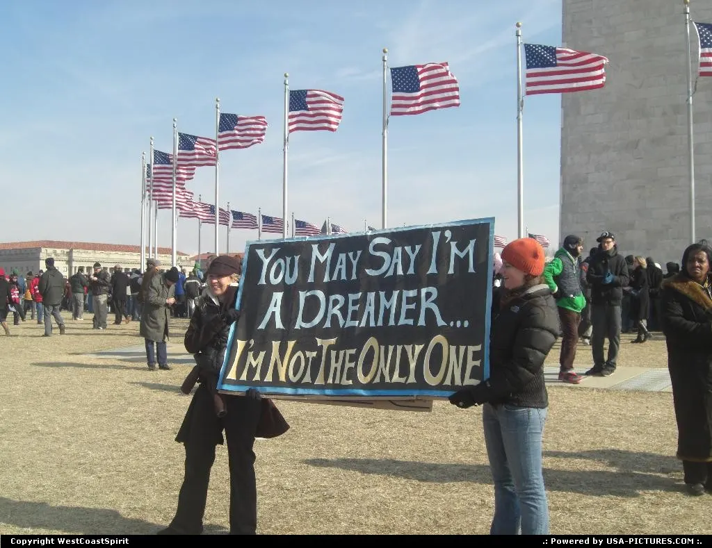 The massive crowd (2+ million), hours before inauguration, here seen in front of the Ge...