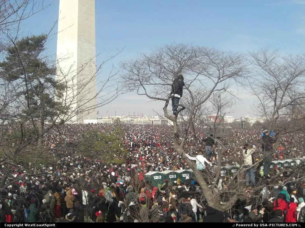 The massive crowd (2+ million), hours before inauguration, here seen in front of the Ge...