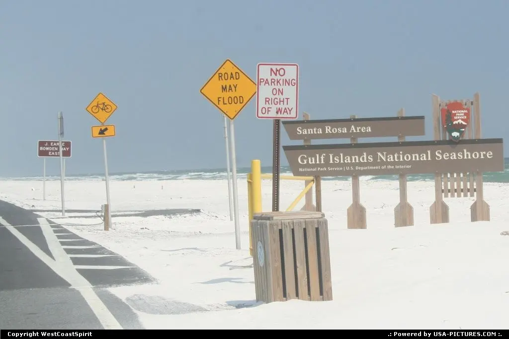 The sand strip stretching down between Pensacola and Navarre Beach.