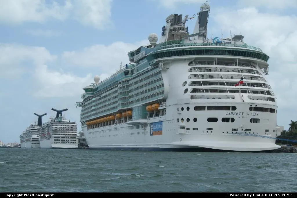 Liberty of the Seas, a Royal Carribbean cruise ship docked in Miami.