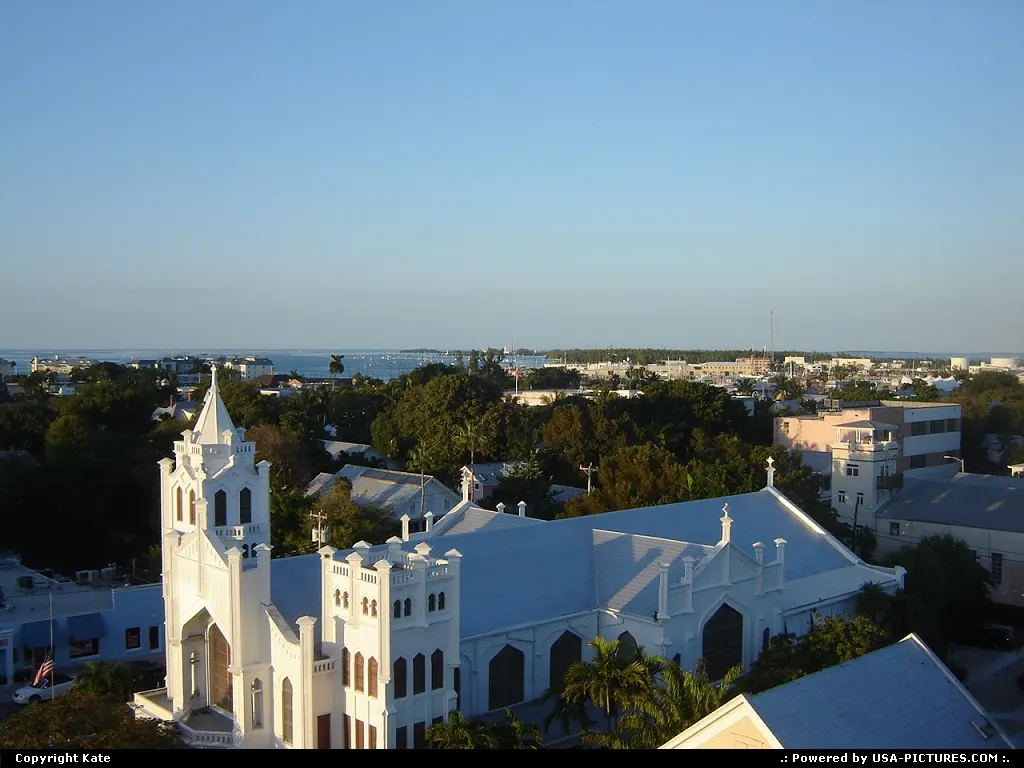 St Paul Episcopal church on Duval street. Viewed from the top of La Concha Hotel.