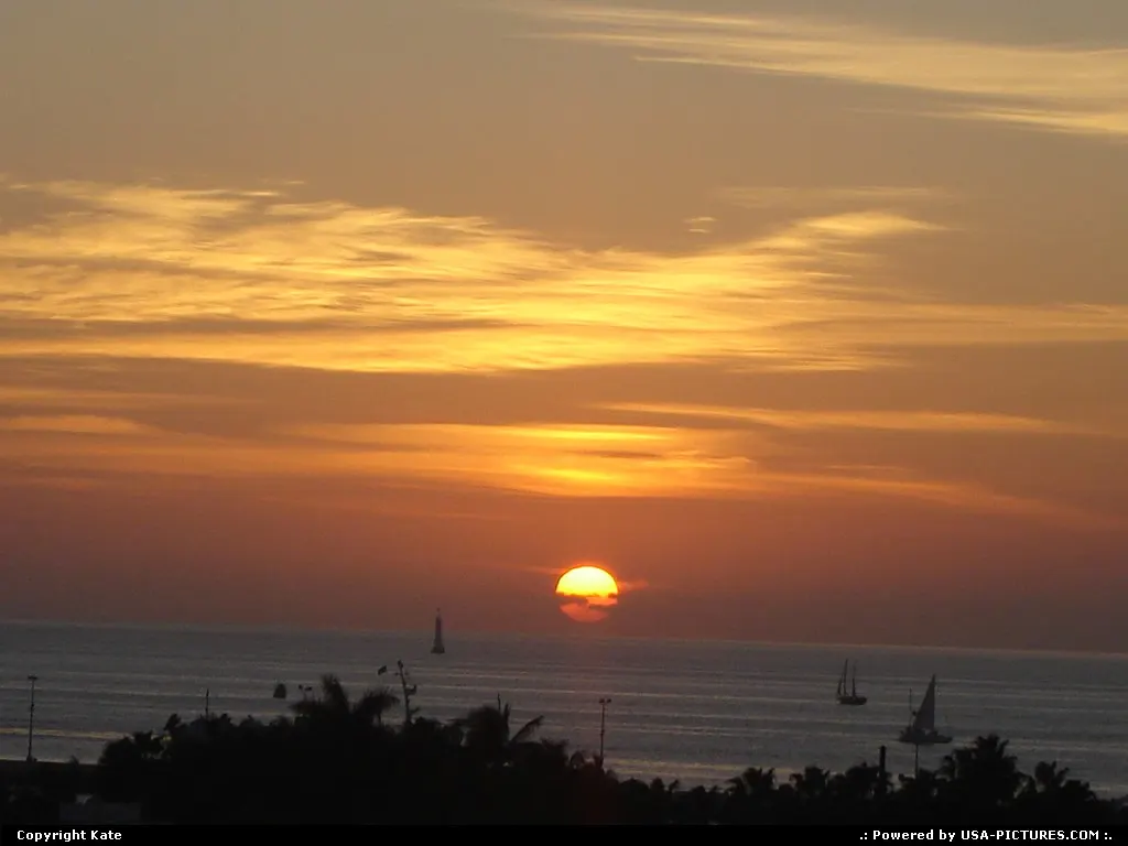 Sunset on the Gulf of Mexico, viewed from the top of La Concha Hotel.