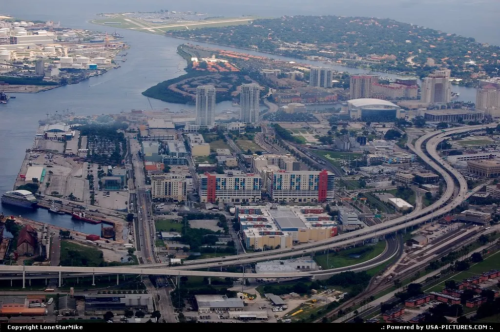 Downtown Tampa on approach to Tampa International Airport